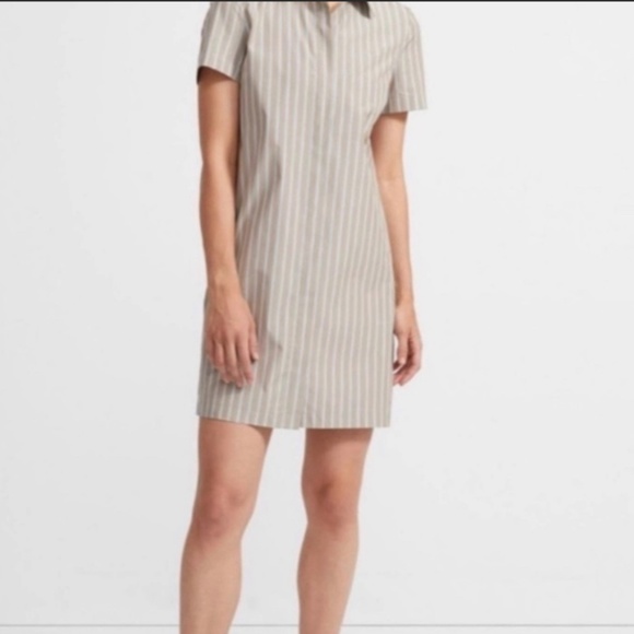 Theory Cotton Button Down Stripe dress with pockets size medium - Picture 2 of 8
